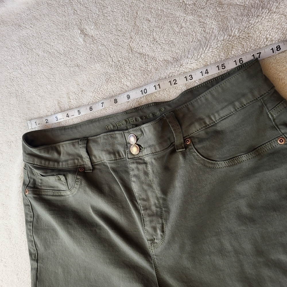 M Jeans by Maurices High Rise Women's Size XL Reg Olive Green Skinny - Picture 5 of 8
